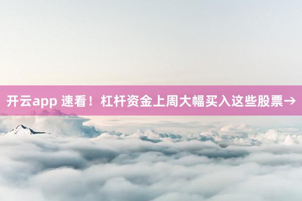 开云app 速看！杠杆资金上周大幅买入这些股票→